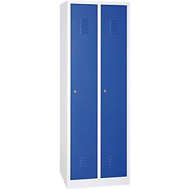 Kleiderspind, 2 Türen, Zylinderschloss, B 500 x H 1800 mm, lichtgrau/blau