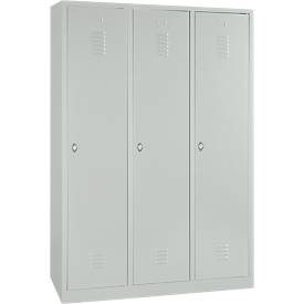 Kleiderspind, 3 Türen, B 1200 x H 1800 mm, Drehriegelverschluss, lichtgrau