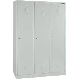 Kleiderspind, 3 Türen, B 1200 x H 1800 mm, Zylinderschloss, lichtgrau