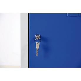 Kleiderspind, 4 Abteile, mit Sockel, B 800 x H 1800 mm, Zylinderschloss, lichtgrau/lichtgrau