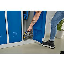 Kleiderspind, 4 Türen, B 1170 x H 1800 mm, Drehriegelverschluss, lichtgrau/enzianblau