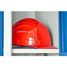 Kleiderspind, 4 Türen, B 1170 x H 1800 mm, Drehriegelverschluss, lichtgrau/enzianblau