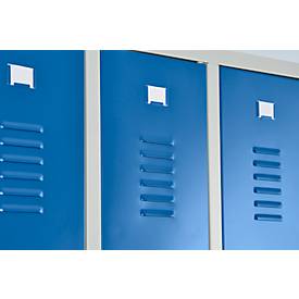 Kleiderspind, 4 Türen, B 1170 x H 1800 mm, Drehriegelverschluss, lichtgrau/enzianblau