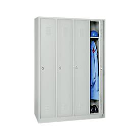 Kleiderspind, 4 Türen, B 1170 x H 1800 mm, Drehriegelverschluss, lichtgrau