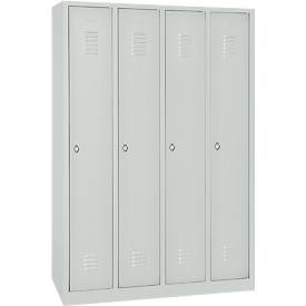 Kleiderspind, 4 Türen, B 1170 x H 1800 mm, Drehriegelverschluss, lichtgrau