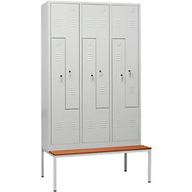 Kleiderspind, 6 Abteile, 6 Fächer, Z-Türen, mit Sockel oder Sitzbank, mit Zylinderschloss oder Drehriegelverschluss