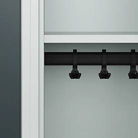Kleiderspind C+P Evolo Plus, 2 Abteile, 300 mm Abteilbreite, mit Sockel, Anschlag rechts, Zylinder, B 600 x T 500 x H 1950 mm, lichtgrau/anthrazitgrau
