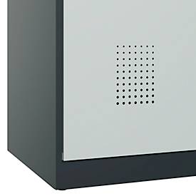 Kleiderspind C+P Evolo Plus, 2 Abteile, 400 mm breit, Zylinderschloss, Soft-Anschlag, B 800 x T 500 x H 1850 mm, anthrazitgrau/lichtgrau