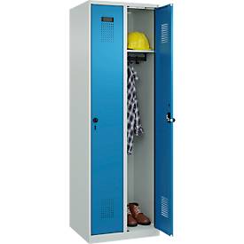 Kleiderspind C+P Evolo Plus, 2 Abteile, Anschlag rechts, Drehriegelverschluss, B 600 x T 500 x H 1850 mm, lichtgrau/lichtblau