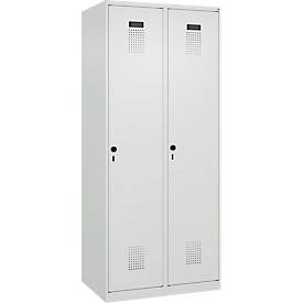 Kleiderspind C+P Evolo Plus, 2 Abteile, Anschlag rechts, Sicherheits-Drehriegel, B 800 x T 500 x H 1850 mm, lichtgrau/lichtgrau
