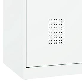 Kleiderspind C+P Evolo Plus, 2 Abteile, Anschlag rechts, Sicherheits-Drehriegel, B 800 x T 500 x H 1850 mm, verkehrsweiß/verkehrsweiß