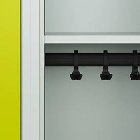 Kleiderspind C+P Evolo Plus, 2 Abteile, Anschlag rechts, Sicherheits-Drehriegel, Soft-Anschlag, B 600 x T 500 x H 1850 mm, lichtgrau/clowngrün