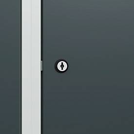 Kleiderspind C+P Evolo Plus, 3 Abteile, 400 mm breit, Zylinderschloss, Soft-Anschlag, B 1.200 x T 500 x H 1.850 m, lichtgrau/anthrazitgrau