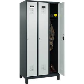 Kleiderspind C+P Evolo Plus, 3 Abteile, Anschlag rechts, Zylinderschloss, B 900 x T 500 x H 1950 mm, anthrazitgrau/lichtgrau