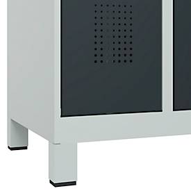 Kleiderspind C+P Evolo Plus, 3 Abteile, Anschlag rechts, Zylinderschloss, B 900 x T 500 x H 1950 mm, lichtgrau/anthrazitgrau