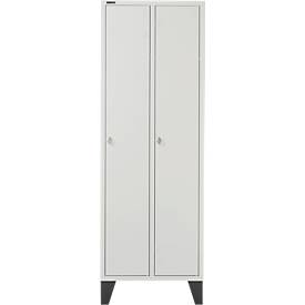 Kleiderspind SSI Schäfer, mit Füßen, 2 Abteile mit Hutboden & Kleiderstange, Drehriegelverschluss, Stahlblech, l.grau/l.grau