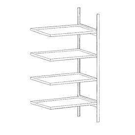 Kleingebinderegal BAUER S 3020-4E, Anbauregal, B 1000 x T 600 x H 2000 mm, 4 Auffangwannen