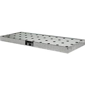 Kleingebindewanne Bauer KGW 1/M, Volumen 11 l, bis 150 kg, mit Lochblechrost, B 940 x T 370 x H 60 mm, Stahl verzinkt