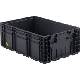 Kleinladungsträger R-KLT 6122 ESD, Kunststoff, B 600 x T 400 mm, bis 20 kg, schwarz ableitend