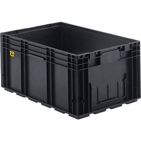 Kleinladungsträger R-KLT 6129 ESD, Kunststoff, B 600 x T 400 mm, bis 20 kg, schwarz ableitend