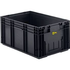 Kleinladungsträger RL-KLT 6080 ESD, Kunststoff, B 600 x T 400 mm, bis 20 kg, schwarz ableitend