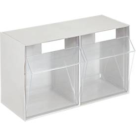 Kleinteilemagazin MultiStore, Reihengröße 2, B 600 x T 246 x H 353 mm, Volumen 28 l, stapelbar, Polystyrol, weiß/transp.
