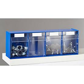 Kleinteilemagazin MultiStore, Reihengröße 4, B 600 x T 137 x H 207 mm, Volumen 8,4 l, stapelbar, Polystyrol, blau/transp.