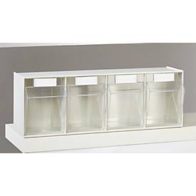 Kleinteilemagazin MultiStore, Reihengröße 4, B 600 x T 137 x H 207 mm, Volumen 8,4 l, stapelbar, Polystyrol, weiß/transp.