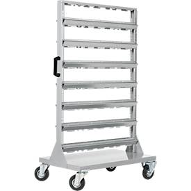 Kleinteilemagazin Schäfer Shop Select, fahrbar, 4 Rollen, ohne Sichtkästen, H 1450 x B 825 x T 550 mm, pulverbeschichtetes Stahl, grau