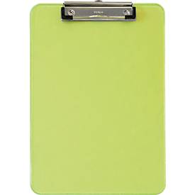 Klemmbrett MAUL, DIN A4, mit Aufhängeöse, 318 x 226 x 15 mm, Kunststoff, neongrün-transparent