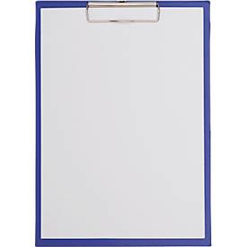 Klemmbrett Maul MAULpoly, A4-Hochformat, Klemmweite 8 mm, aufhängbar, L 320 x B 230 x H 13 mm, Karton/Polypropylen, recycelbar, blau