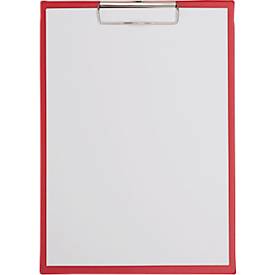 Klemmbrett Maul MAULpoly, A4-Hochformat, Klemmweite 8 mm, aufhängbar, L 320 x B 230 x H 13 mm, Karton/Polypropylen, recycelbar, rot