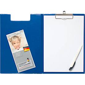 Klemmmappe MAUL, DIN A4, mit Metallklammer, Stiftehalter, 319 x 229 x 13 mm, Karton mit Folienüberzug, blau