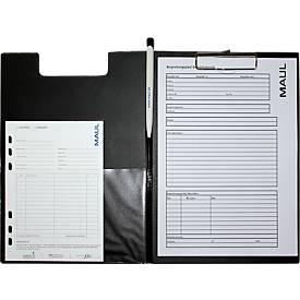 Klemmmappe MAUL, DIN A4, mit Metallklammer, Stiftehalter, 319 x 229 x 13 mm, Karton mit Folienüberzug, schwarz