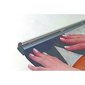 Klemmschiene Postersnapper, Wandmontage/freihängend, aufklappbar, Rutschsicherung, DIN A2/ DIN A3 quer, L 420 x T 16 x H 25 mm, Aluminium, 2 Stück