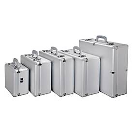 Koffer Alumaxx Stratos I, multifunktional, herausnehmbare Schaumstoff-Einlage, Schultertrageriemen, Tragegriff, abschließbar, Aluminium, silber