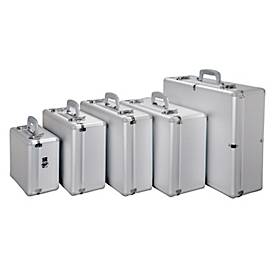 Koffer Alumaxx Stratos II, multifunktional, herausnehmbare Schaumstoff-Einlage, Tragegriff, abschließbar, B 320 x T 165 x H 395 mm, Aluminium, silber
