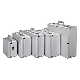 Koffer Alumaxx Stratos III, multifunktional, herausnehmbare Schaumstoff-Einlage, Tragegriff, abschließbar, B 365 x T 140 x H 460 mm, Aluminium, silber