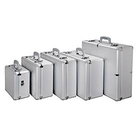 Koffer Alumaxx Stratos IV, multifunktional, herausnehmbare Schaumstoff-Einlage, Tragegriff, abschließbar, B 365 x T 190 x H 465 mm, Aluminium, silber