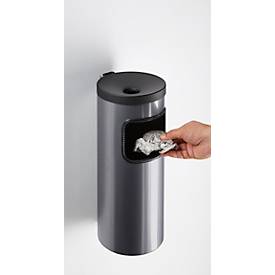 Kombi-Ascher, Abfall-Volumen von 5,6 l, flammenhemmend, Kippvorrichtung, inkl. Montagematerial, Ø 180 x H 400 mm, Metall, graphitgrau