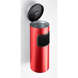 Kombi-Ascher, Abfall-Volumen von 5,6 l, flammenhemmend, Kippvorrichtung, inkl. Montagematerial, Ø 180 x H 400 mm, Metall, rot