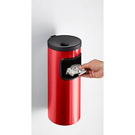 Kombi-Ascher, Abfall-Volumen von 5,6 l, flammenhemmend, Kippvorrichtung, inkl. Montagematerial, Ø 180 x H 400 mm, Metall, rot