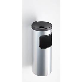 Kombi-Ascher, Abfall-Volumen von 5,6 l, flammenhemmend, Kippvorrichtung, inkl. Montagematerial, Ø 180 x H 400 mm, Metall, silber