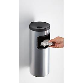 Kombi-Ascher, Abfall-Volumen von 5,6 l, flammenhemmend, Kippvorrichtung, inkl. Montagematerial, Ø 180 x H 400 mm, Metall, silber