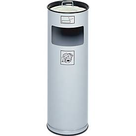 Kombi-Ascher VAR, rund, 16 l, für Innen & Außen, mit Sieb & Kantenschutz, Ø 230 x H 660 mm, Stahlblech, silber