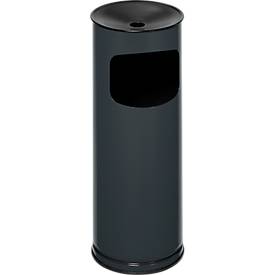 Kombi-Ascher VAR, rund, 17 l, für Innen & Außen, mit Sieb & Kantenschutz, Ø 250 x H 610 mm, Stahlblech, anthrazit
