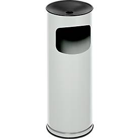 Kombi-Ascher VAR, rund, 17 l, für Innen & Außen, mit Sieb & Kantenschutz, Ø 250 x H 610 mm, Stahlblech, lichtgrau