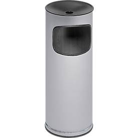 Kombi-Ascher VAR, rund, 17 l, für Innen & Außen, mit Sieb & Kantenschutz, Ø 250 x H 610 mm, Stahlblech, silber