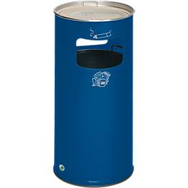 Kombi-Ascher VAR, rund, 37 l, für Innen & Außen, mit Sieb & Kantenschutz, Ø 320 x H 700 mm, Stahlblech, enzianblau