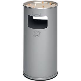 Kombi-Ascher VAR, rund, 37 l, für Innen & Außen, mit Sieb & Kantenschutz, Ø 320 x H 700 mm, Stahlblech, silber